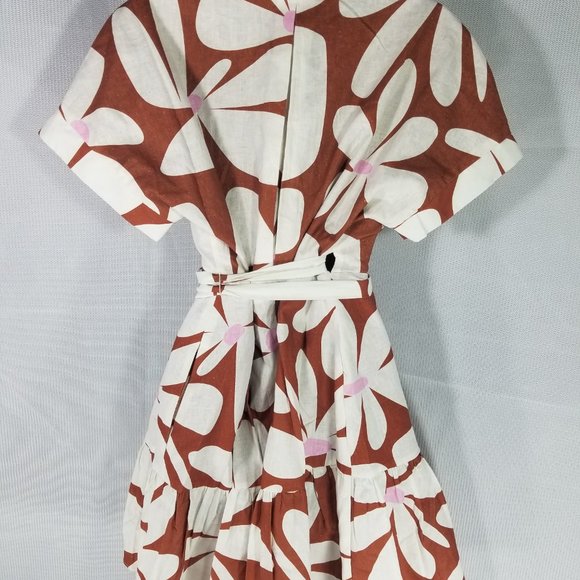 Hutch by Anthropologie Floral Wrap Mini Skirt Brown Motif Tie Wrap Dress NWT - Picture 4 of 6